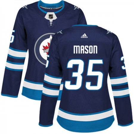 Nainen NHL Winnipeg Jets Pelipaita Steve Mason 35 Adidas 2017-2018 Marine Sininen Authentic